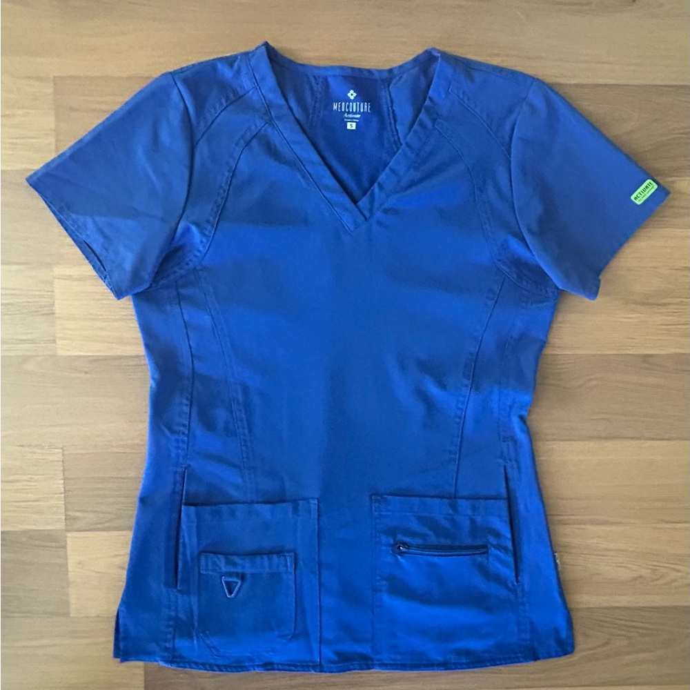 Med Couture Women's Activate Refined Scrub Top royal blue small